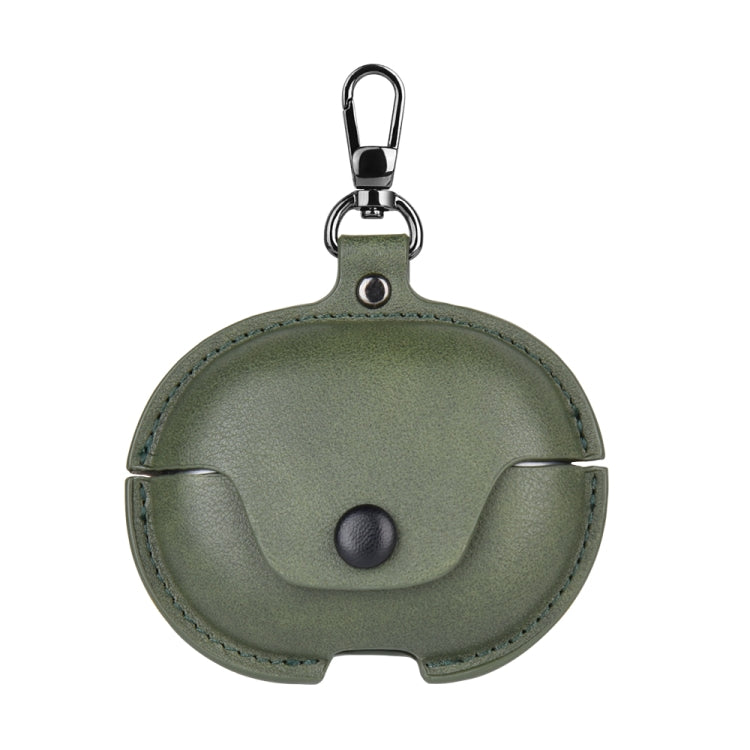 For Huawei FreeClip Business Leather Earphone Protective Case with Hook(Green)