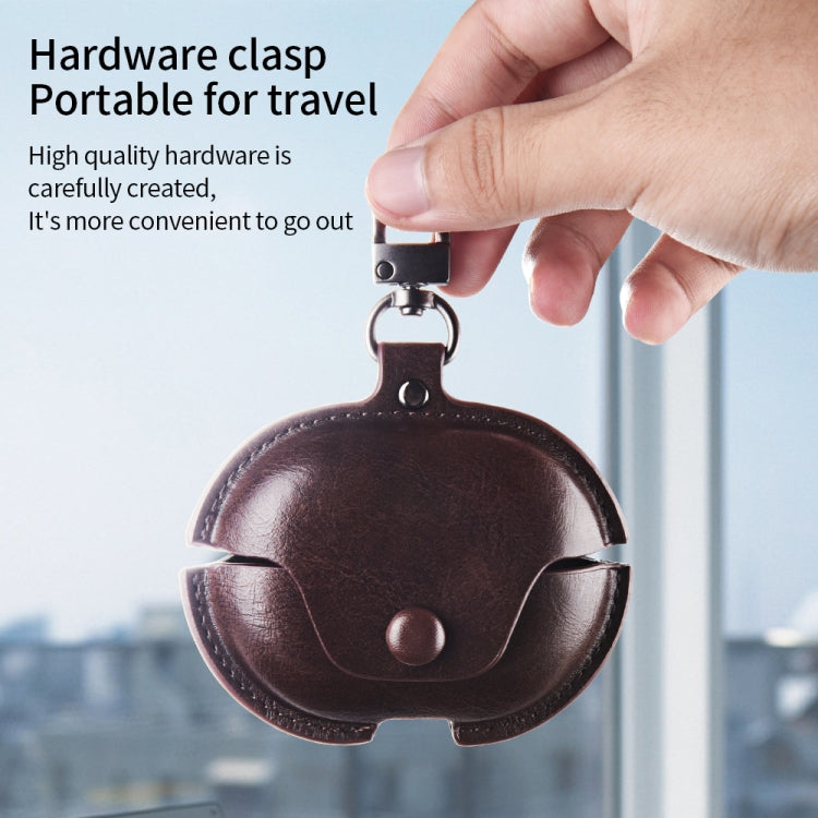 For Huawei FreeClip Business Leather Earphone Protective Case with Hook(Blue)