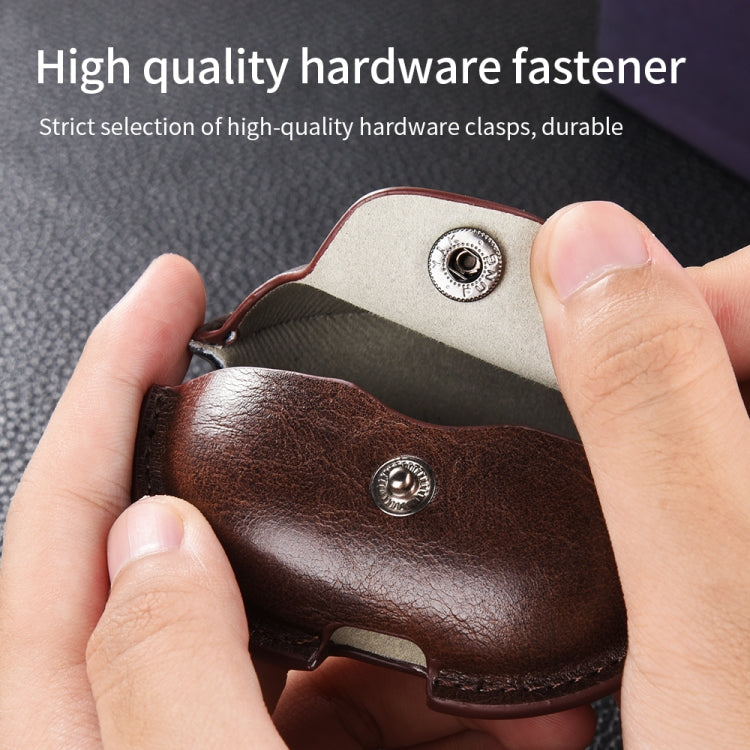 For Huawei FreeClip Business Leather Earphone Protective Case with Hook(Green)