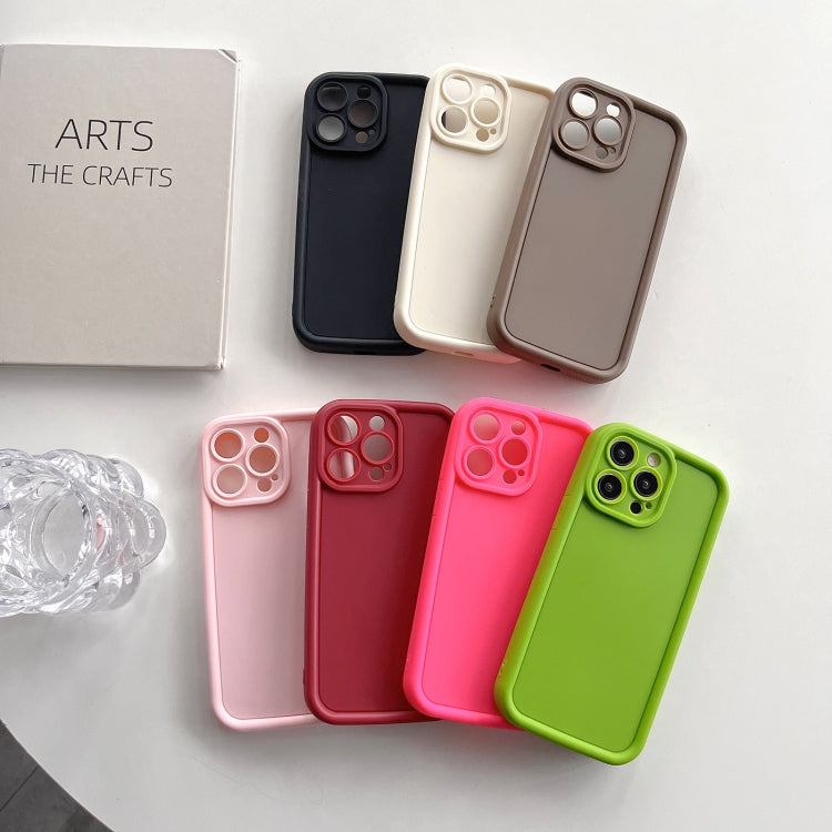 For iPhone 15 Pro Max Fine Hole Shockproof Frame Frosted TPU Phone Case(Beige)