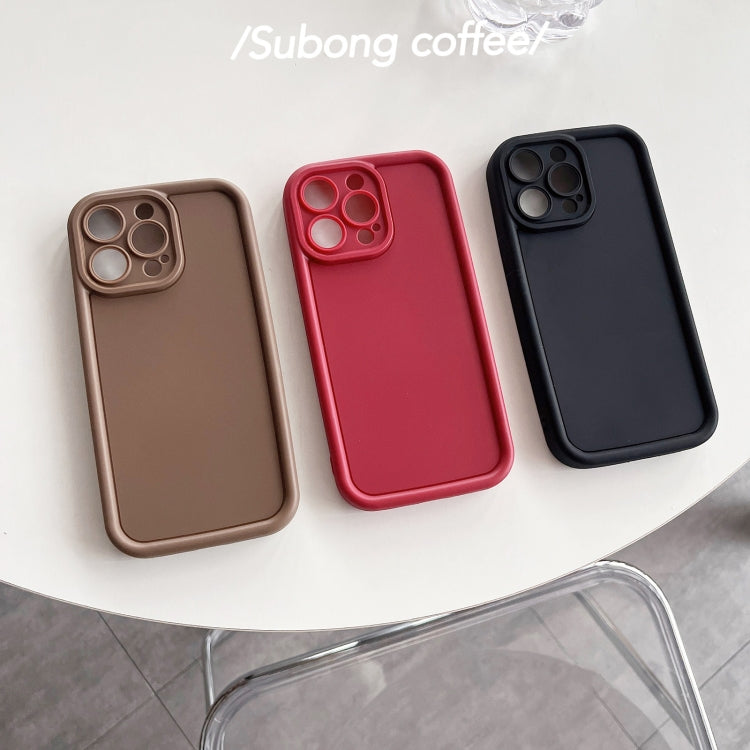 For iPhone 15 Pro Max Fine Hole Shockproof Frame Frosted TPU Phone Case(Beige)