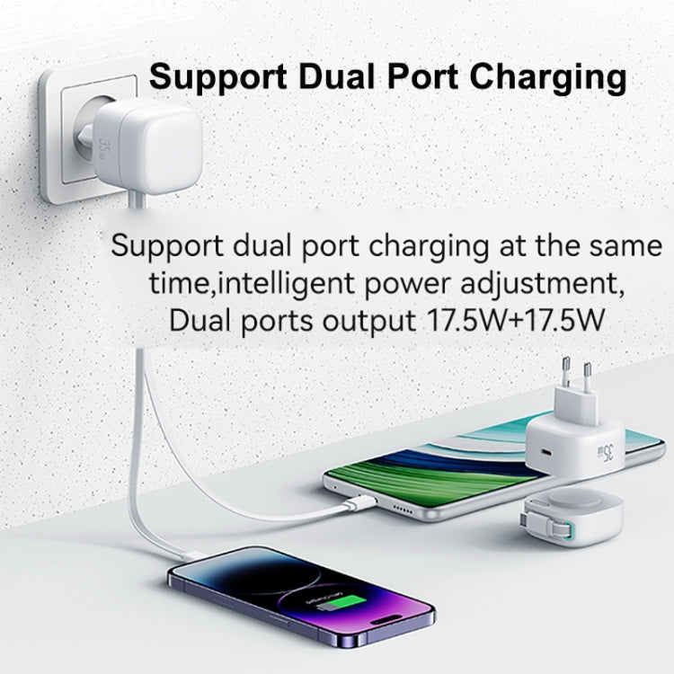 USAMS US-CC202 SMF Series PD35W Dual Type-C Port GaN Fast Charger, EU Plug(White)