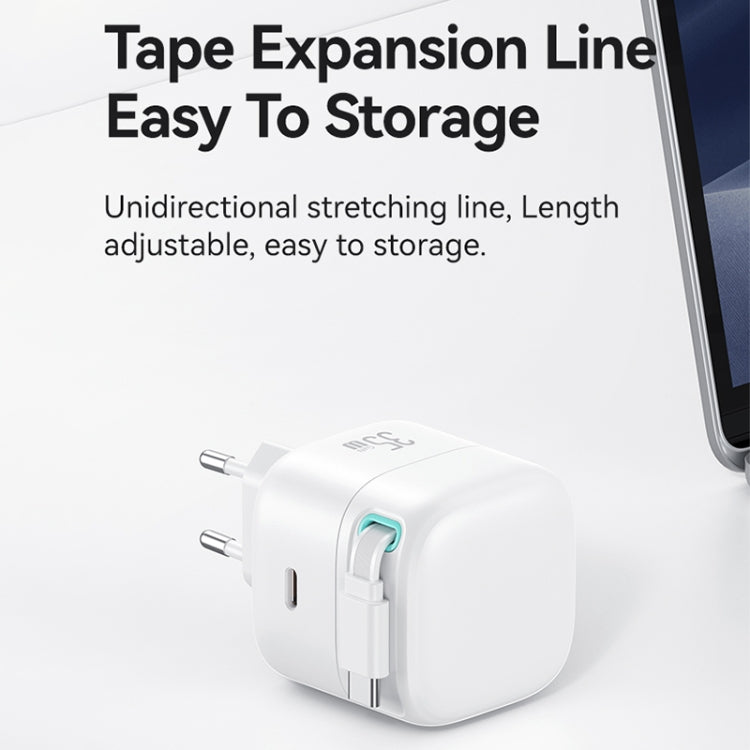 USAMS US-CC202 SMF Series PD35W Dual Type-C Port GaN Fast Charger, EU Plug(White)