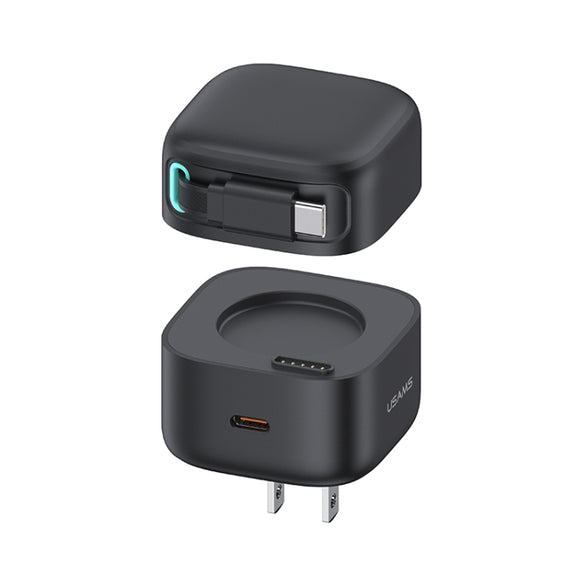 USAMS US-CC203 SMF Series PD35W Dual Type-C Port GaN Fast Charger, US Plug(Black)