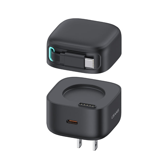 USAMS US-CC203 SMF Series PD35W Dual Type-C Port GaN Fast Charger, US Plug(Black)