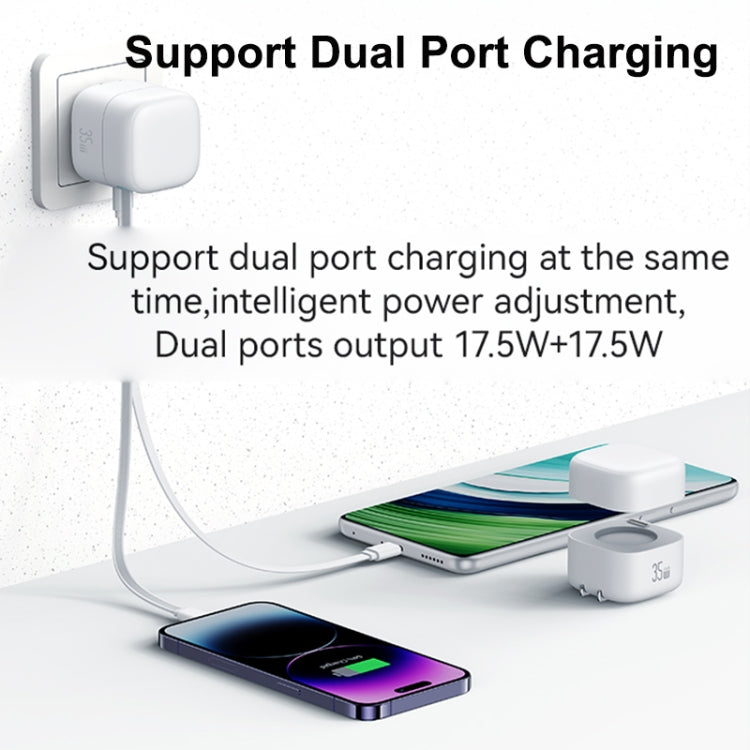 USAMS US-CC203 SMF Series PD35W Dual Type-C Port GaN Fast Charger, US Plug(Black)