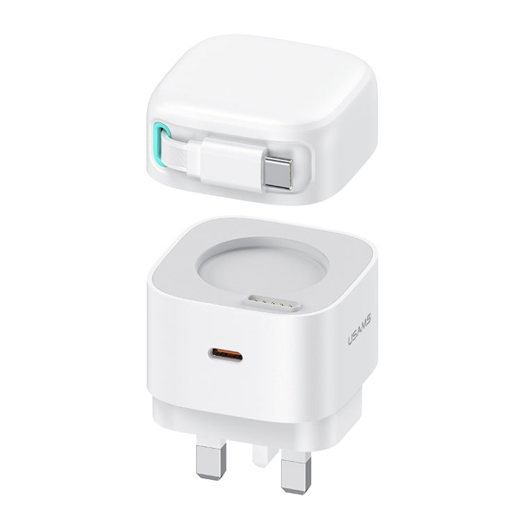 USAMS US-CC204 SMF Series PD35W Dual Type-C Port GaN Fast Charger, UK Plug(White)