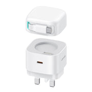 USAMS US-CC204 SMF Series PD35W Dual Type-C Port GaN Fast Charger, UK Plug(White)