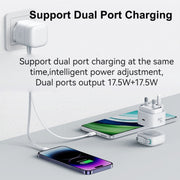 USAMS US-CC204 SMF Series PD35W Dual Type-C Port GaN Fast Charger, UK Plug(White)