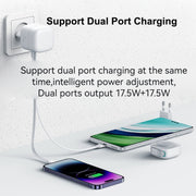 USAMS US-CC209 SMF Series PD35W 8 Pin + Type-C Dual Port GaN Fast Charger, EU Plug(Black)