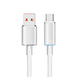 USAMS USB To Type-C 6A Aluminum Alloy Clear LED Fast Charge Data Cable, Length: 1.2m(White) - Multifunction Cable by USAMS | Online Shopping South Africa | PMC Jewellery | Buy Now Pay Later Mobicred