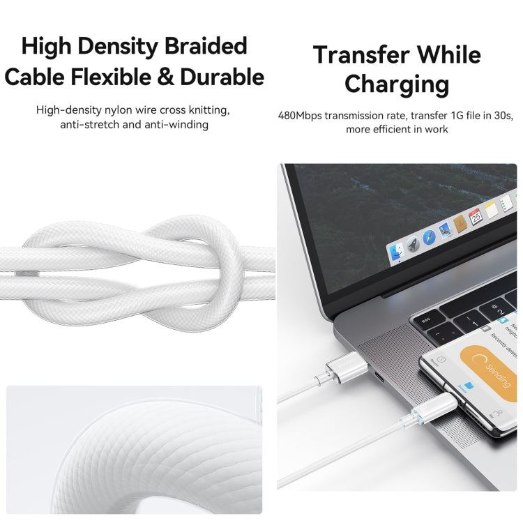 USAMS USB To Type-C 6A Aluminum Alloy Clear LED Fast Charge Data Cable, Length: 1.2m(Blue)