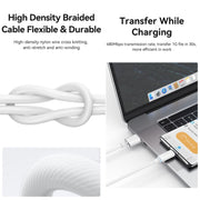 USAMS USB To Type-C 6A Aluminum Alloy Clear LED Fast Charge Data Cable, Length: 1.2m(Blue)