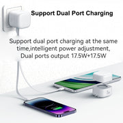 USAMS US-CC210 SMF Series PD35W 8 Pin + Type-C Dual Port GaN Fast Charger, US Plug(White)