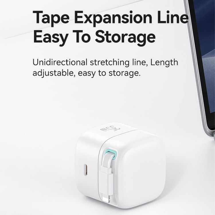 USAMS US-CC210 SMF Series PD35W 8 Pin + Type-C Dual Port GaN Fast Charger, US Plug(White)
