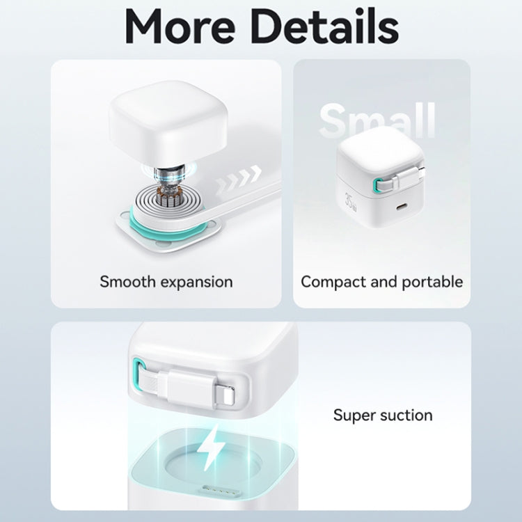 USAMS US-CC210 SMF Series PD35W 8 Pin + Type-C Dual Port GaN Fast Charger, US Plug(White)