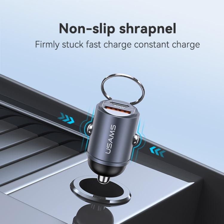 USAMS US-CC206 C38 PD30W USB + Type-C Dual Port Fast Charging Aluminum Alloy Car Charger(Tarnish)
