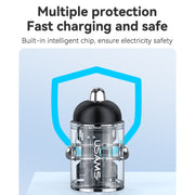 USAMS US-CC206 C38 PD30W USB + Type-C Dual Port Fast Charging Aluminum Alloy Car Charger(Tarnish)