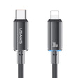 USAMS Type-C To 8 Pin Aluminum Alloy Clear LED 30W PD Fast Charge Data Cable, Length:1.2m(Black) - free shipping - PMC TechLife - Order now!