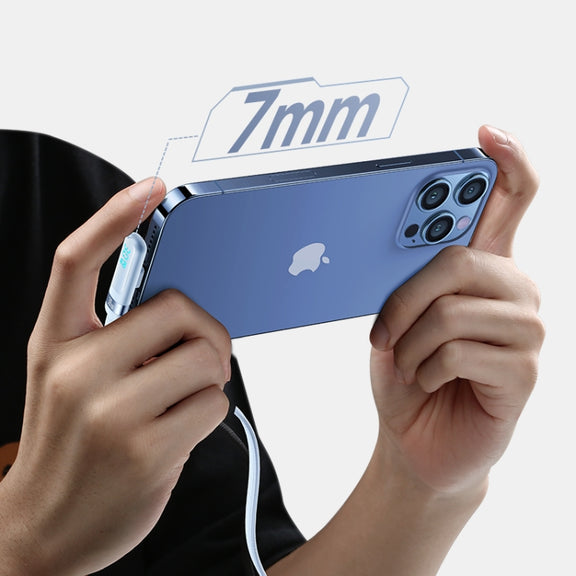 USAMS US-SJ652 PD 30W USB-C/Type-C to 8 Pin Aluminum Alloy Digital Display Fast Charging Elbow Data Cable, Length: 1.2m(Black)