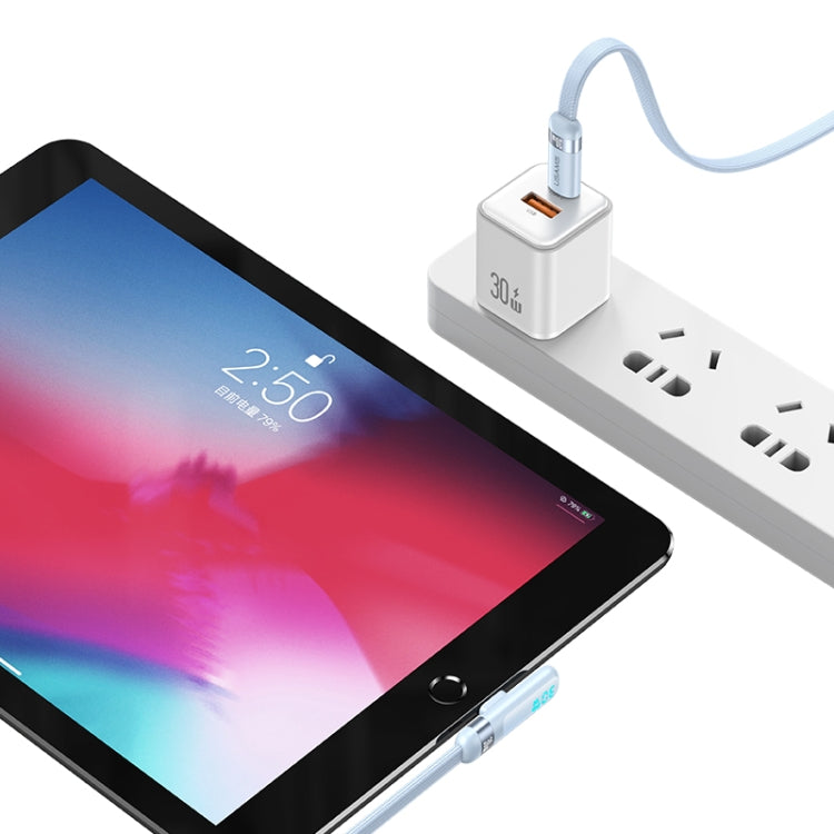 USAMS US-SJ652 PD 30W USB-C/Type-C to 8 Pin Aluminum Alloy Digital Display Fast Charging Elbow Data Cable, Length: 1.2m(Black)