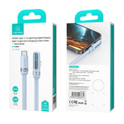 USAMS US-SJ652 PD 30W USB-C/Type-C to 8 Pin Aluminum Alloy Digital Display Fast Charging Elbow Data Cable, Length: 1.2m(Black)