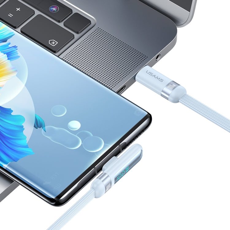 USAMS US-SJ653 PD 100W USB-C/Type-C to USB-C/Type-C Aluminum Alloy Digital Display Fast Charging Elbow Data Cable, Length: 1.2m(Beige)