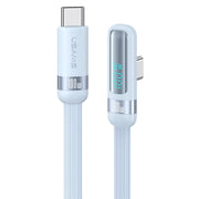 USAMS US-SJ653 PD 100W USB-C/Type-C to USB-C/Type-C Aluminum Alloy Digital Display Fast Charging Elbow Data Cable, Length: 1.2m(Blue)
