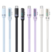 USAMS US-SJ653 PD 100W USB-C/Type-C to USB-C/Type-C Aluminum Alloy Digital Display Fast Charging Elbow Data Cable, Length: 1.2m(Blue)