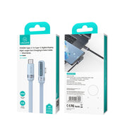 USAMS US-SJ653 PD 100W USB-C/Type-C to USB-C/Type-C Aluminum Alloy Digital Display Fast Charging Elbow Data Cable, Length: 1.2m(Blue)