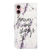 For iPhone 16 Oil Embossed 3D Drawing Leather Phone Case(Words Marble)