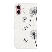 For iPhone 16 Plus Oil Embossed 3D Drawing Leather Phone Case(Couple Dandelion)