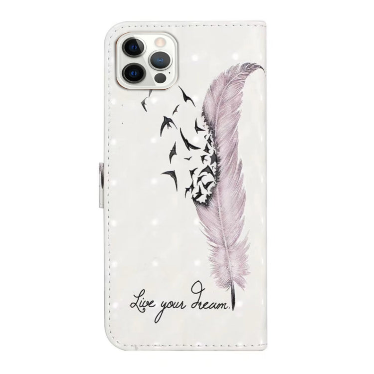 For iPhone 16 Pro Oil Embossed 3D Drawing Leather Phone Case(Feather)