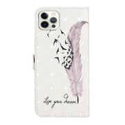 For iPhone 16 Pro Oil Embossed 3D Drawing Leather Phone Case(Feather)