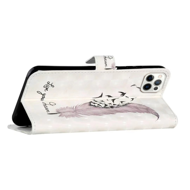 For iPhone 16 Pro Oil Embossed 3D Drawing Leather Phone Case(Feather)