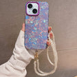For iPhone 14 Shell Texture Crossbody Pearl Chain TPU Hybrid Acrylic Phone Case(Purple) - iPhone 14 Cases by PMC TechLife | Online Shopping South Africa | PMC TechLife | Buy Now Pay Later Mobicred