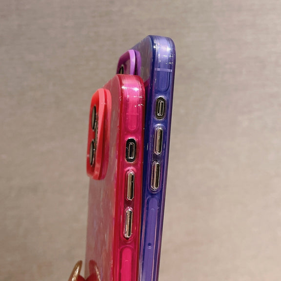 For iPhone 14 Pro Max Shell Texture Crossbody Pearl Chain TPU Hybrid Acrylic Phone Case(Rose Red)