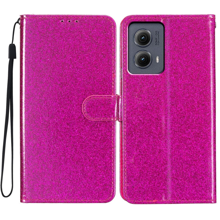 For Motorola Edge 2024 Glitter Powder Flip Leather Phone Case(Rose Red)