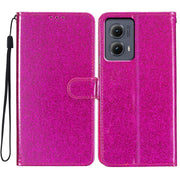 For Motorola Edge 2024 Glitter Powder Flip Leather Phone Case(Rose Red)