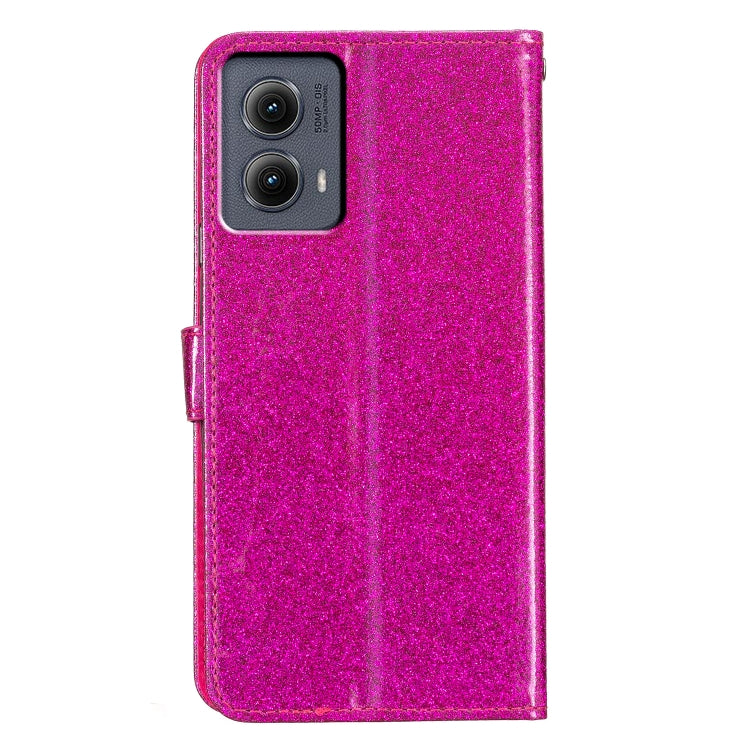 For Motorola Edge 2024 Glitter Powder Flip Leather Phone Case(Rose Red)