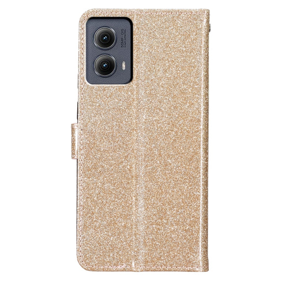 For Motorola Edge 2024 Glitter Powder Flip Leather Phone Case(Gold)