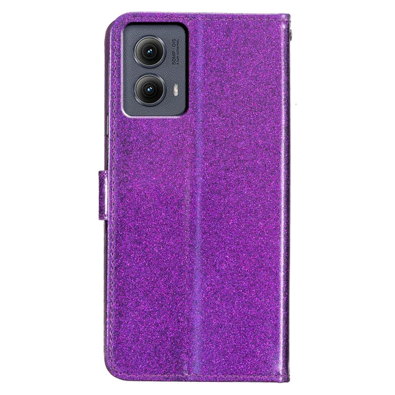 For Motorola Edge 2024 Glitter Powder Flip Leather Phone Case(Purple)