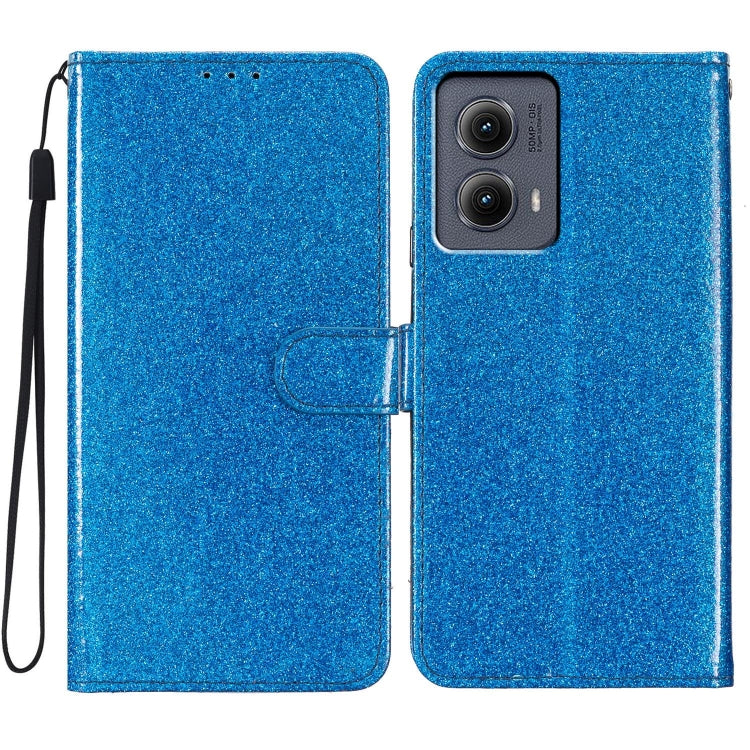 For Motorola Edge 2024 Glitter Powder Flip Leather Phone Case(Blue)