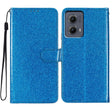 For Motorola Edge 2024 Glitter Powder Flip Leather Phone Case(Blue) - Motorola Cases by PMC Jewellery | Online Shopping South Africa | PMC Jewellery | Buy Now Pay Later Mobicred