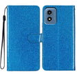 For Motorola Moto G Play 2024 Glitter Powder Flip Leather Phone Case(Blue) - Motorola Cases by PMC Jewellery | Online Shopping South Africa | PMC Jewellery | Buy Now Pay Later Mobicred