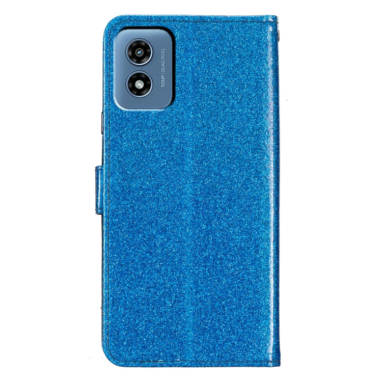 For Motorola Moto G Play 2024 Glitter Powder Flip Leather Phone Case(Blue)