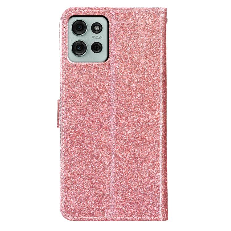 For Motorola Moto G56 5G Glitter Powder Flip Leather Phone Case(Rose Gold)