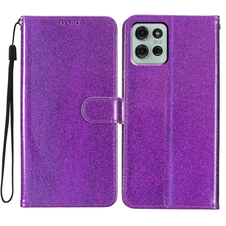For Motorola Moto G56 5G Glitter Powder Flip Leather Phone Case(Purple)