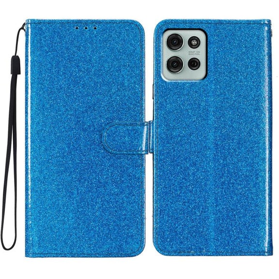 For Motorola Moto G56 5G Glitter Powder Flip Leather Phone Case(Blue)