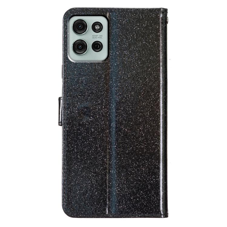 For Motorola Moto G86 5G Glitter Powder Flip Leather Phone Case(Black)